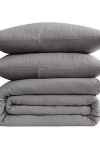 Truly Soft Crinkle Garment Wash White Twin/Twin XL 2 Piece Comforter Set