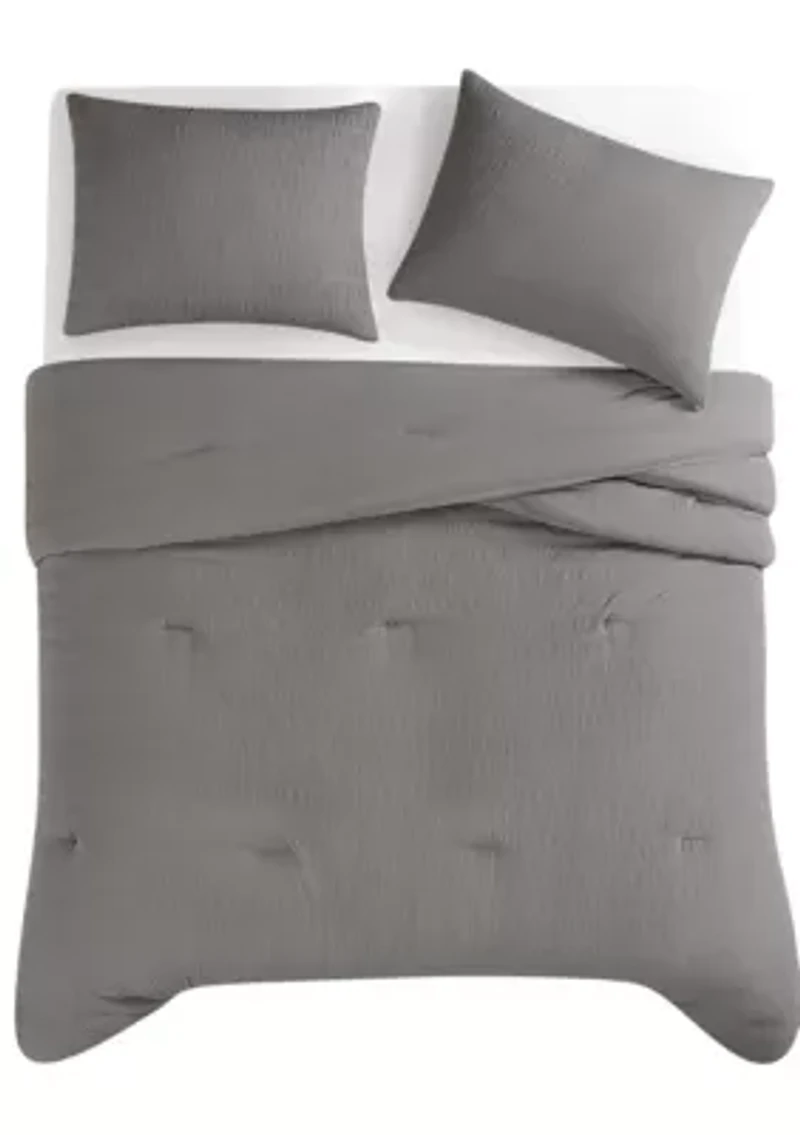 Truly Soft Crinkle Garment Wash White Twin/Twin XL 2 Piece Comforter Set