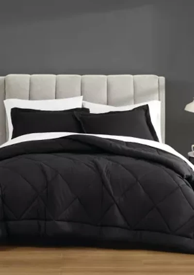 Cannon Solid Percale Black Full/Queen 3 Piece Comforter Set