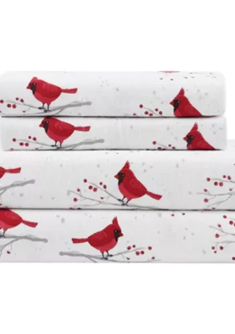 Truly Soft Cardinals Queen Flannel Sheet Set