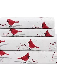 Truly Soft Cardinals Queen Flannel Sheet Set