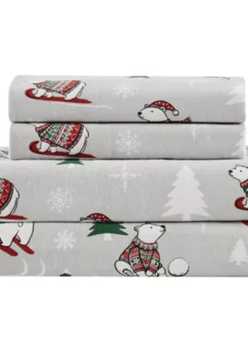 Truly Soft Polar Bears Full Flannel Sheet Set