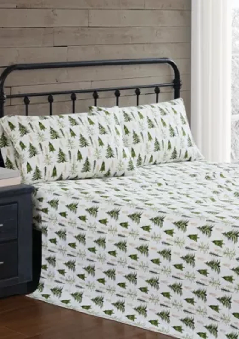 Truly Soft Trees Full Flannel Sheet Set