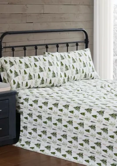 Truly Soft Trees Full Flannel Sheet Set