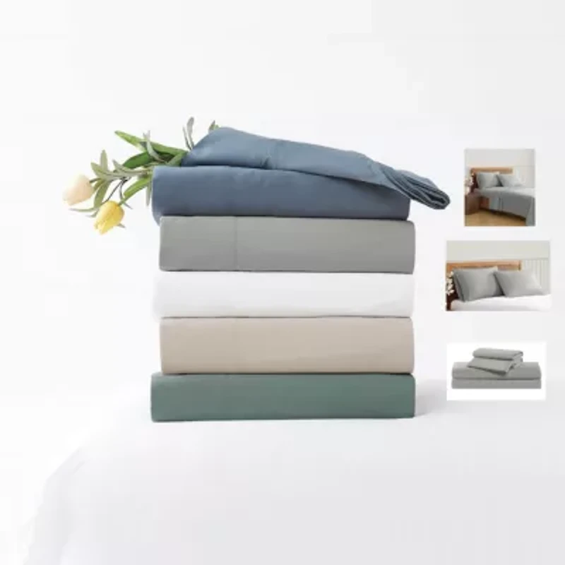 Truly Soft Green Solid White Standard Pillowcase Pair