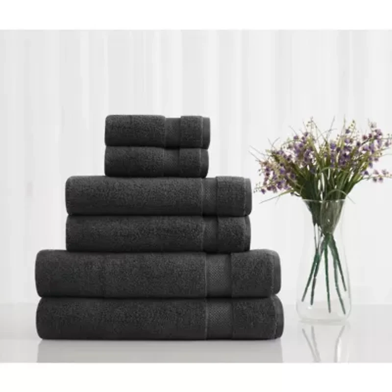 Vince Camuto Classic Solid Grey 6 Piece Towel Set