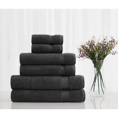 Vince Camuto Classic Solid Grey 6 Piece Towel Set