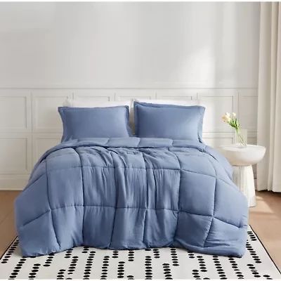 Truly Soft Garment Wash Solid Grey Full/Queen 3 Piece Comforter Set