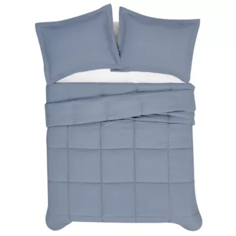 Truly Soft Garment Wash Solid Grey Full/Queen 3 Piece Comforter Set
