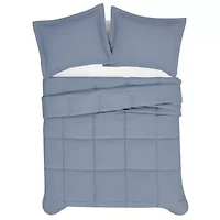 Truly Soft Garment Wash Solid Grey Full/Queen 3 Piece Comforter Set