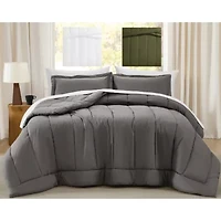 Brooklyn Loom Oversized Cotton Percale Grey King 3 Piece Comforter Set