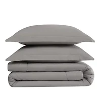 Brooklyn Loom Oversized Cotton Percale Grey King 3 Piece Comforter Set