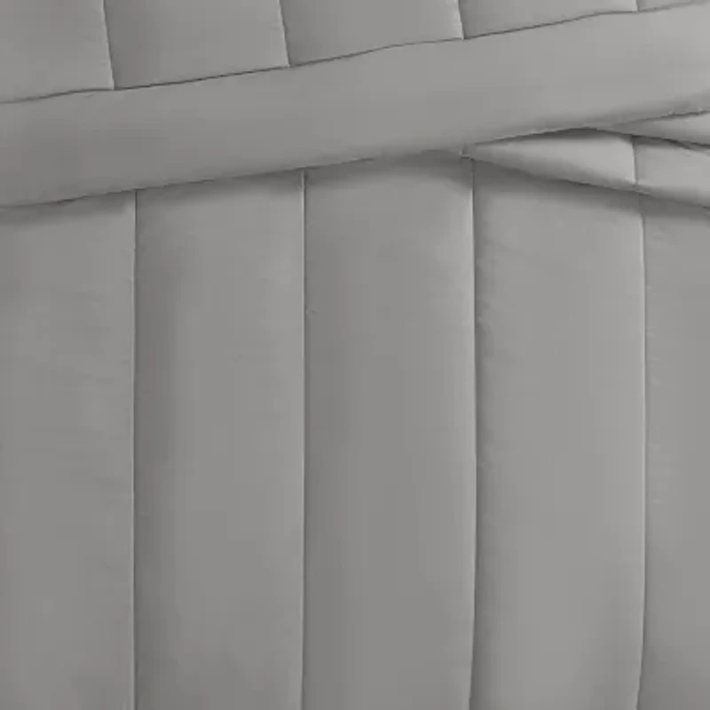 Brooklyn Loom Oversized Cotton Percale Grey King 3 Piece Comforter Set