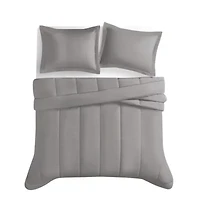 Brooklyn Loom Oversized Cotton Percale Grey King 3 Piece Comforter Set