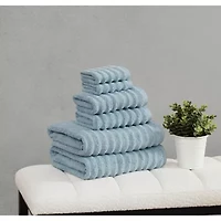 Borghese Roma Ribbed Zero Twist White 6 Piece Towel Set