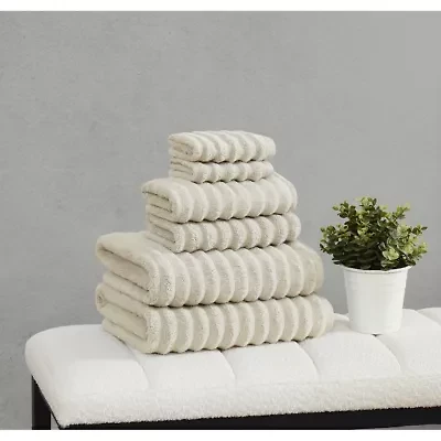 Borghese Roma Ribbed Zero Twist Light Blue 6 Piece Towel Set