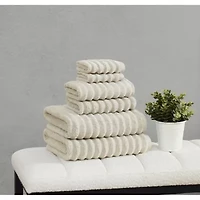 Borghese Roma Ribbed Zero Twist Light Blue 6 Piece Towel Set