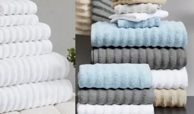 Borghese Roma Ribbed Zero Twist White 6 Piece Towel Set