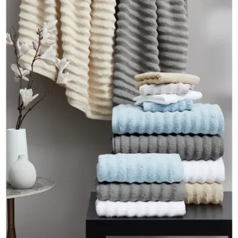 Borghese Roma Ribbed Zero Twist White 6 Piece Towel Set