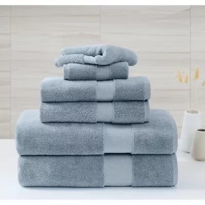 Borghese Roma Oversized Luxe Turkish Cotton 6 Piece Towel Set Blue