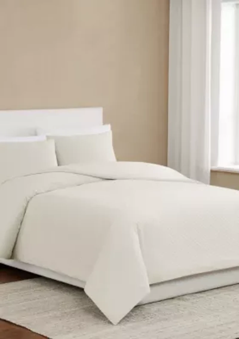 Brooklyn Loom Woven Texture Green Full/Queen 3 Piece Comforter Set
