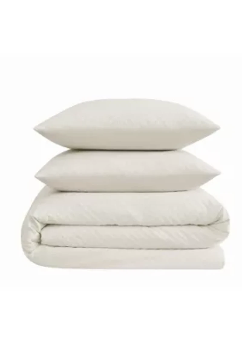 Brooklyn Loom Woven Texture Green Full/Queen 3 Piece Comforter Set