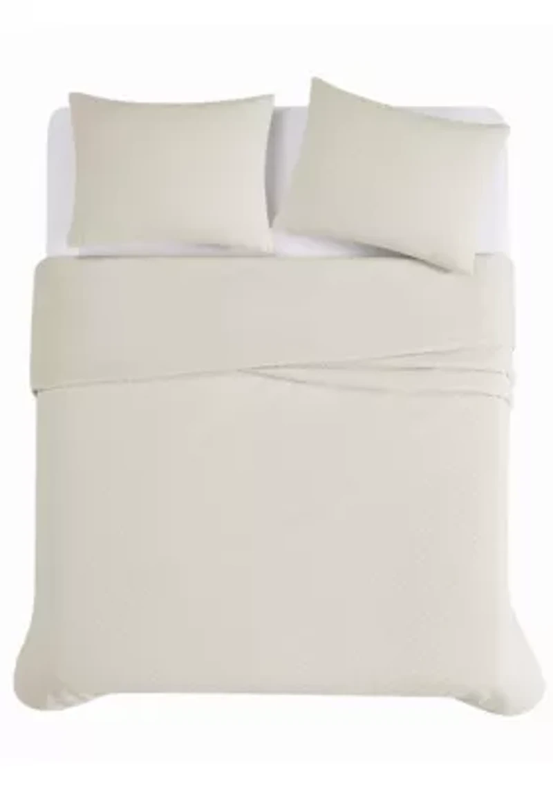 Brooklyn Loom Woven Texture Green Full/Queen 3 Piece Comforter Set