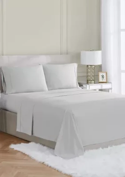 Borghese Roma 400TC Percale Cotton White King 4 Piece Sheet Set