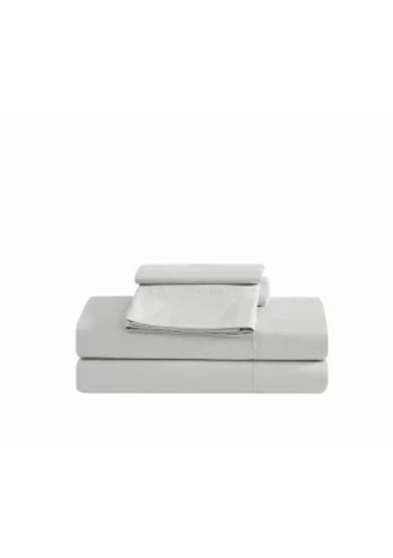 Borghese Roma 400TC Percale Cotton White King 4 Piece Sheet Set