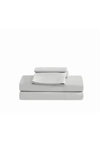 Borghese Roma 400TC Percale Cotton White King 4 Piece Sheet Set