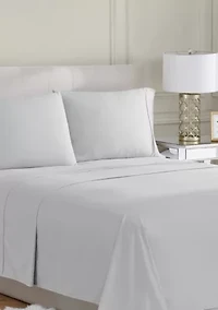 Borghese Roma 400TC Percale Cotton White King 4 Piece Sheet Set