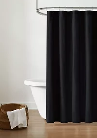 Brooklyn Loom Solid Cotton Percale White Shower Curtain