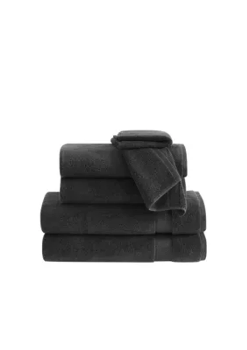 Truly Soft Cloud Solid Black 6 Piece Towel Set