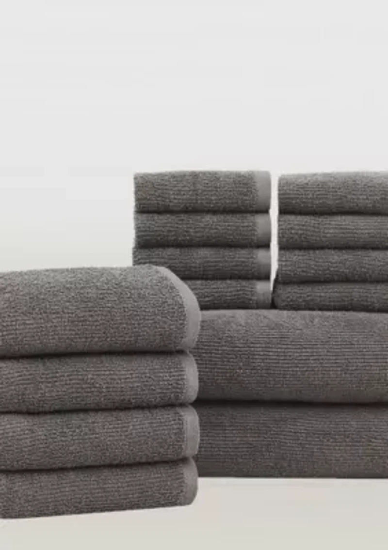 Brooklyn Loom Everyday Ribbed White 14 Piece Towel Set