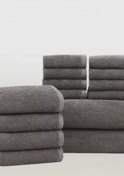 Brooklyn Loom Everyday Ribbed White 14 Piece Towel Set