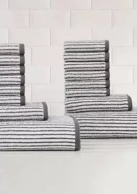 Truly Soft Essential Yarn Dye Stripe Rose 16 Piece Towel Set