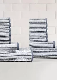 Truly Soft Essential Yarn Dye Stripe Rose 16 Piece Towel Set