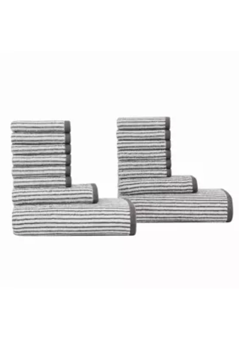 Truly Soft Essential Yarn Dye Stripe Rose 16 Piece Towel Set