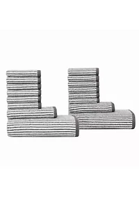 Truly Soft Essential Yarn Dye Stripe Rose 16 Piece Towel Set