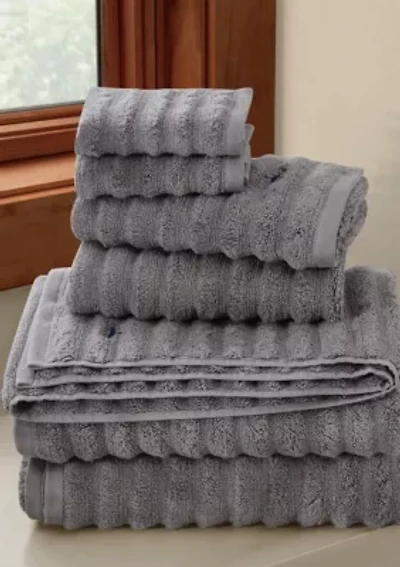 Royal Velvet Textured 6 Piece Towel Set Gray