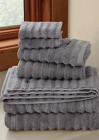 Royal Velvet Textured 6 Piece Towel Set Gray