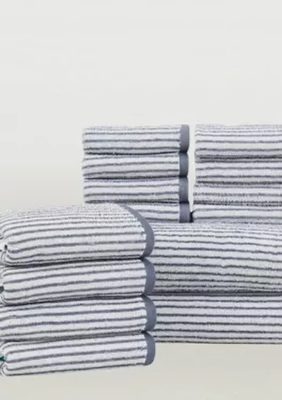 Brooklyn Loom Everyday Jacquard Stripe Rose 14 Piece Towel Set