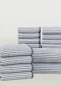 Brooklyn Loom Everyday Jacquard Stripe Rose 14 Piece Towel Set