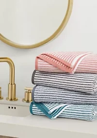 Brooklyn Loom Everyday Jacquard Stripe Rose 14 Piece Towel Set