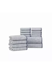 Brooklyn Loom Everyday Jacquard Stripe Rose 14 Piece Towel Set