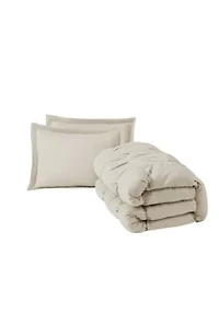 Truly Soft Oversized Puffer Gray King 3 Piece Comforter Set