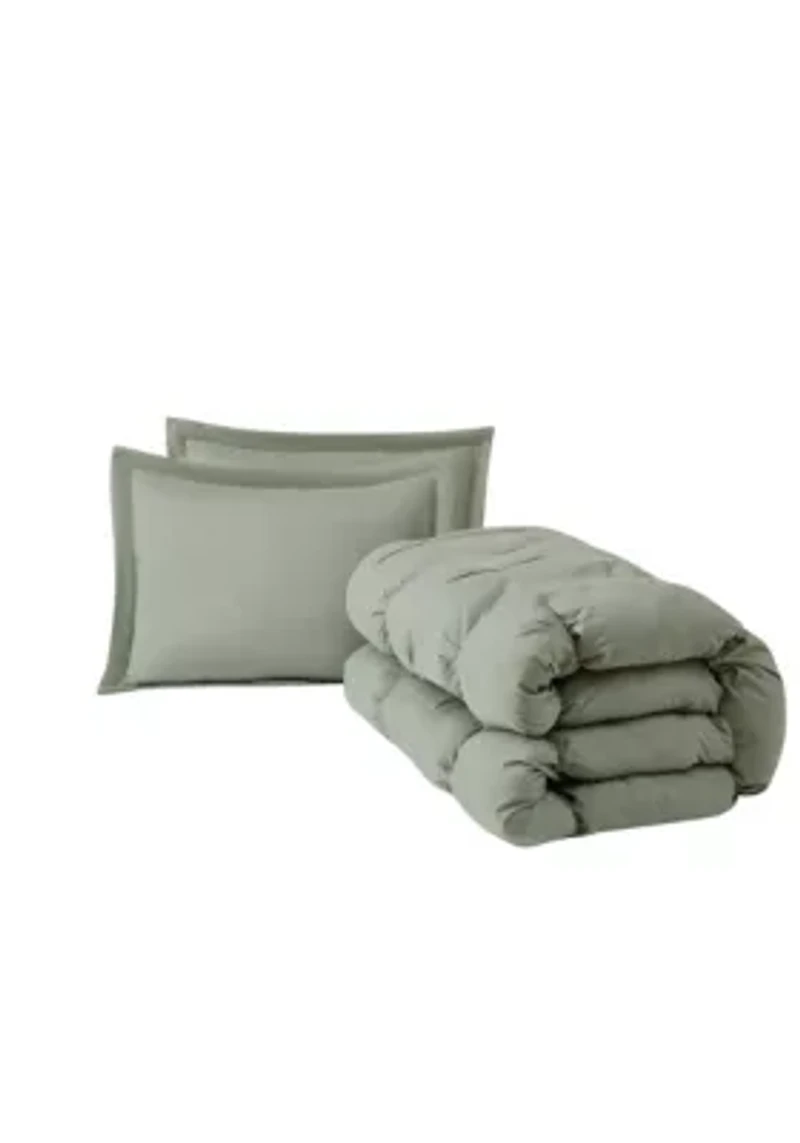 Truly Soft Oversized Puffer Green King 3 Piece Comforter Set