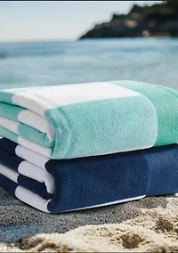 Oceanfront Resort Cabana Stripe Turquoise 2 Pack Beach Towel