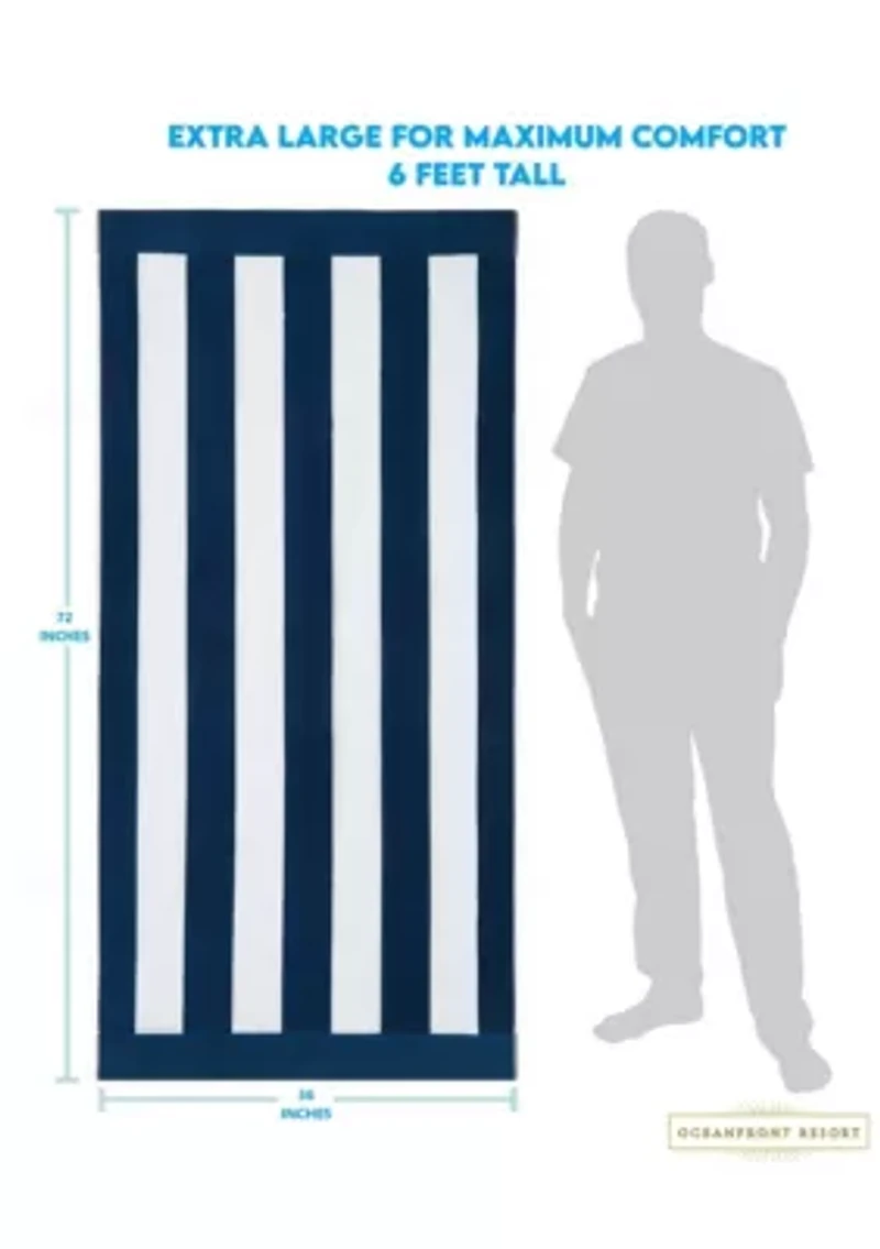 Oceanfront Resort Cabana Stripe Turquoise 2 Pack Beach Towel