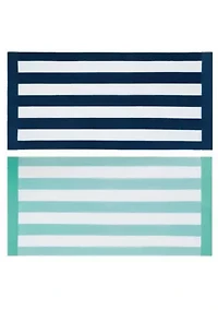 Oceanfront Resort Cabana Stripe Turquoise 2 Pack Beach Towel